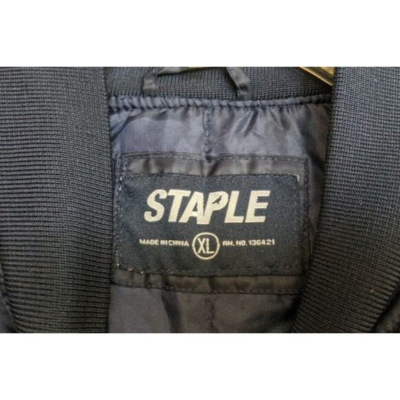 Staple Bomber Blue Jacket Button Snaps Outdoors Stylish Men's Size XL - Picture 2 of 5